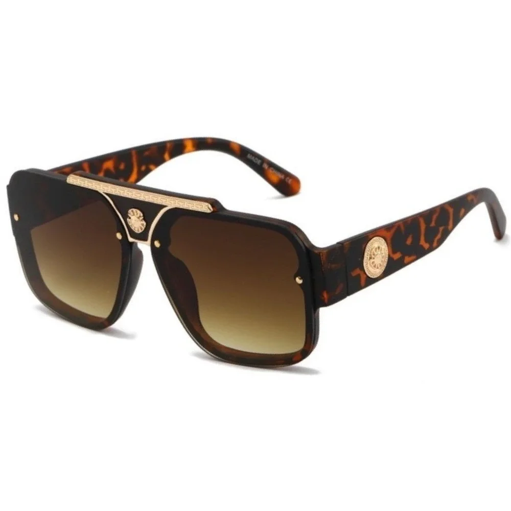 Square Frame Tortoise Shell Sunglasses Men's Designer Fashion Eyewear UV Protect